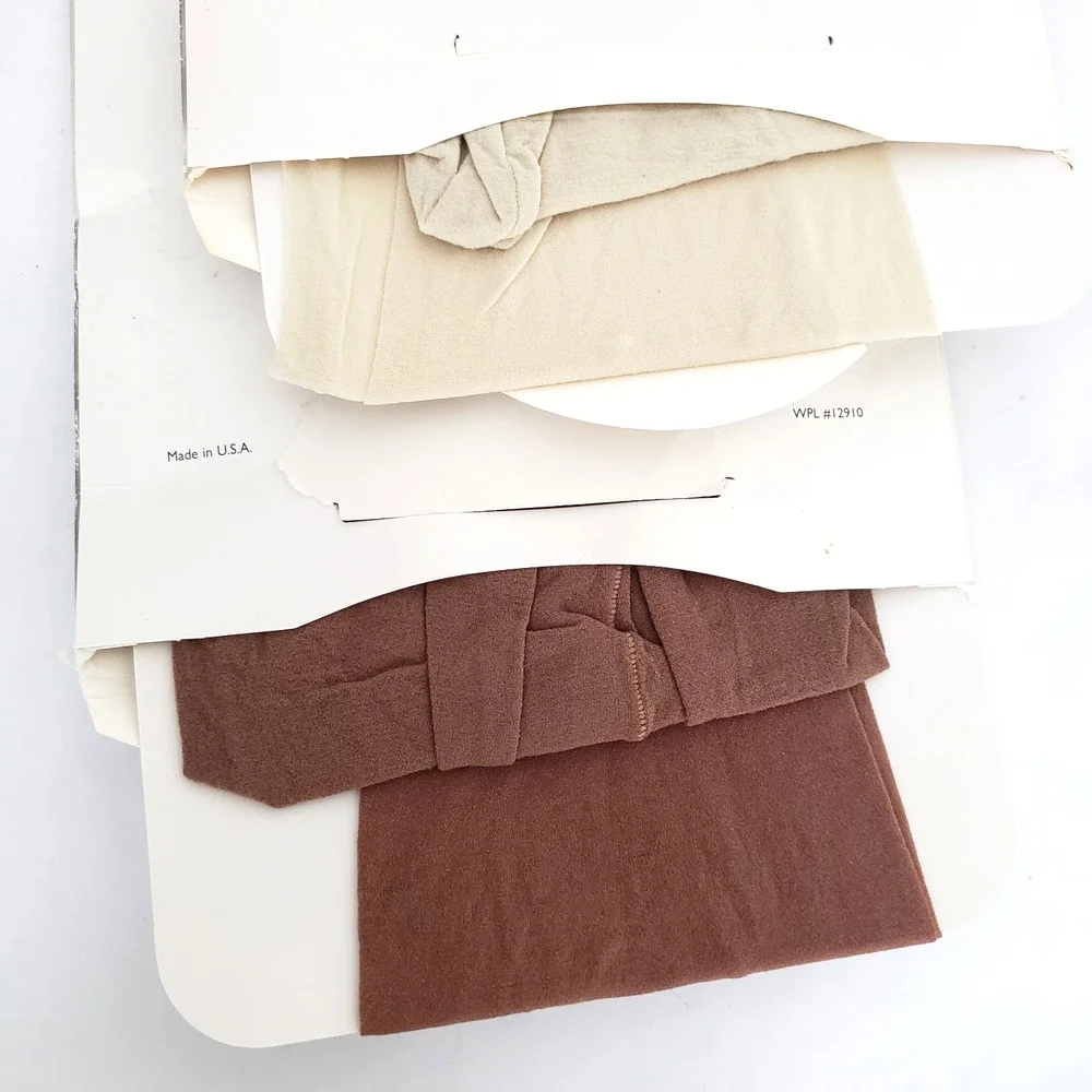(2) Lane Bryant Pantyhose SIZE A/ B BEIGE & OFF WHITE Silky Sheer Reinforced